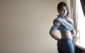 girl, walls, jeans