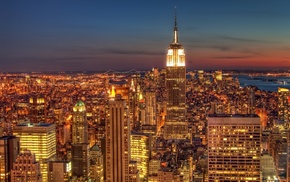 night, cityscape, lights, USA, New York City, Empire State Building