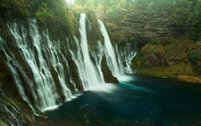 water, blue, landscape, waterfall, white, nature