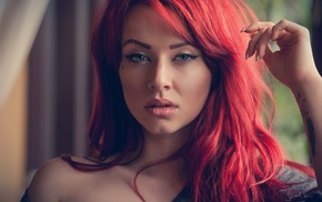 nose rings, portrait, Jack Russell, tattoo, Emma Howes, redhead
