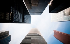 cityscape, reflection, building