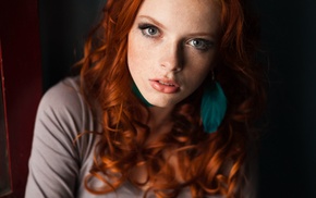 girl, face, redhead, portrait