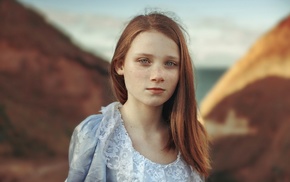 portrait, redhead, face, girl