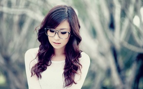 Asian, girl, portrait, face, girl with glasses