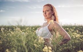 bra, redhead, face, girl, portrait