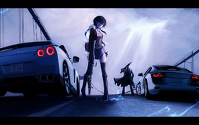 anime girls, car