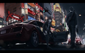anime girls, car