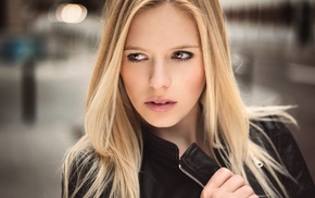 portrait, blonde, girl, face