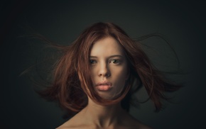 portrait, redhead, face, girl