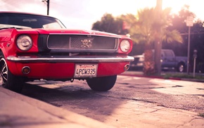 Ford, car, skull, red, Ford Mustang