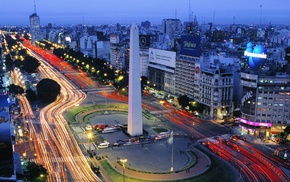 Buenos Aires, city, long exposure, Obelisco de Buenos Aires, light trails, monuments