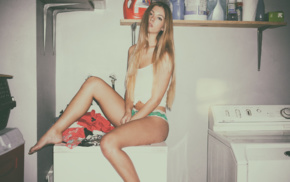 panties, blonde, girl, long hair