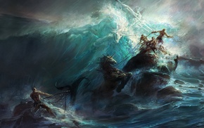 painting, vector art, Poseidon