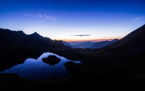 mountain, valley, landscape, sunset