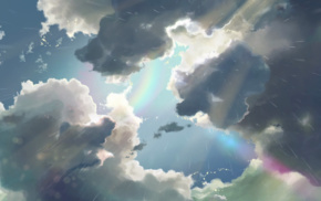 clouds, anime, rainbows, The Garden of Words