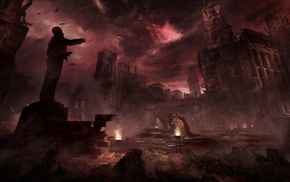 apocalyptic, statue, concept art, city, The Secret World, video games