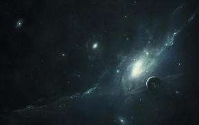 galaxy, space, space art, planet, stars