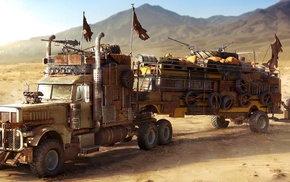vehicle, artwork, digital art, trucks, apocalyptic, Mad Max