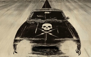 car, digital art, skull, Death Proof