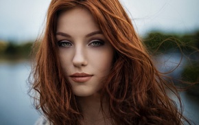 face, portrait, green eyes, girl, redhead