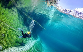 Grner See, bubbles, underwater, Austria, lake, water
