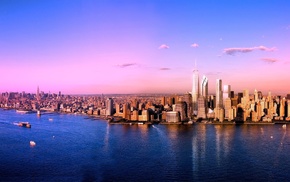 urban, coast, boat, cityscape, New York City, city