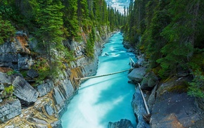 green, trees, turquoise, landscape, Canada, rock