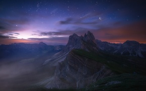evening, long exposure, nature, summer, valley, Dolomites mountains