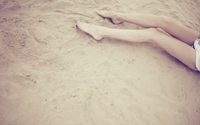 girl, legs, sand