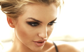 portrait, blonde, face, girl