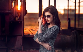 girl, model, sunset, sunglasses, portrait, girl with glasses
