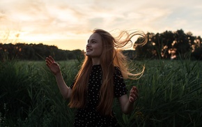 redhead, girl, smiling, girl outdoors