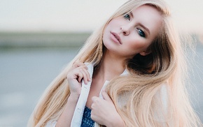 girl, blonde, model, portrait, face