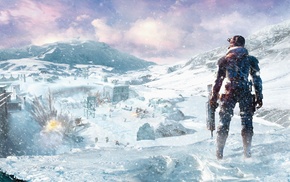 winter, concept art, video games, snow, weapon, Lost Planet