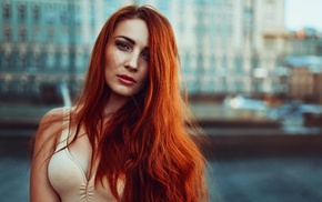 redhead, girl outdoors, depth of field, Georgiy Chernyadyev, girl, long hair