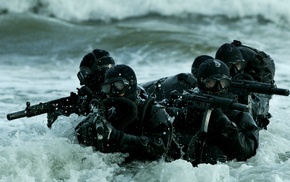 HK MP5, gun, soldier, GROM, water