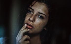 freckles, model, portrait, face, girl