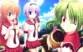 Nakatsugawa Ui, Hinata Ibuki, anime, anime girls, Hoshizora e Kakaru Hashi, school uniform