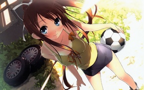 soccer ball, anime girls, original characters