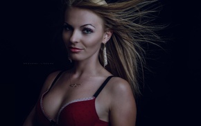 bra, portrait, face, blonde, model, girl