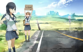anime girls, school uniform, original characters