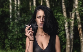 Alla Berger, cigars, face, smoke, smoking, portrait