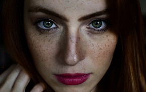 girl, freckles, green eyes, portrait, face, model