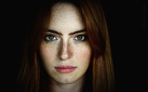 portrait, model, girl, face, auburn hair, green eyes