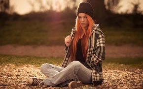 long hair, girl, redhead, Zara Axeronias, girl outdoors, nature