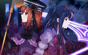 Umineko no Naku Koro ni, Furudo Erika, weapon, rain, headband, flowers