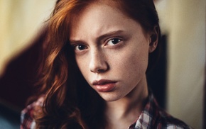 girl, redhead, model, face, portrait