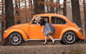 girl, car, model