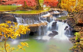 nature, waterfall, colorful, tropical, fall, Thailand