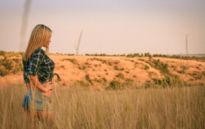 girl, jean shorts, girl outdoors, blonde